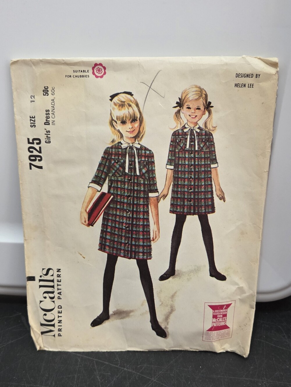 McCall's 7925 Vintage Girls Size 12 Sewing Pattern Dress Tops & Skirt 1960s
